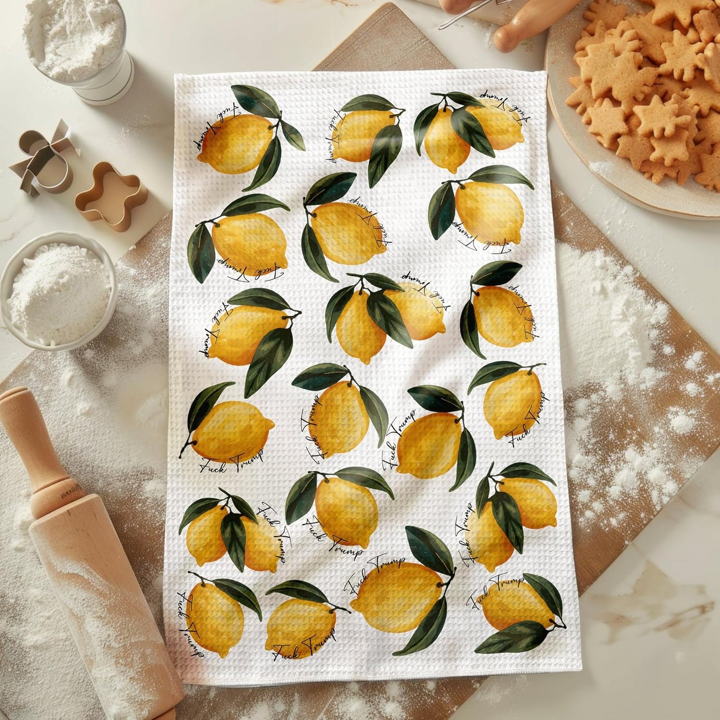 Lemons & Attitude Kitchen Towel Gift Friends Family - Funny Political Home Decor - F*Ck Donald Tru Towel - Lemons Dishes Towels - Soft & Absorbent Kitchen Towels for Anti President