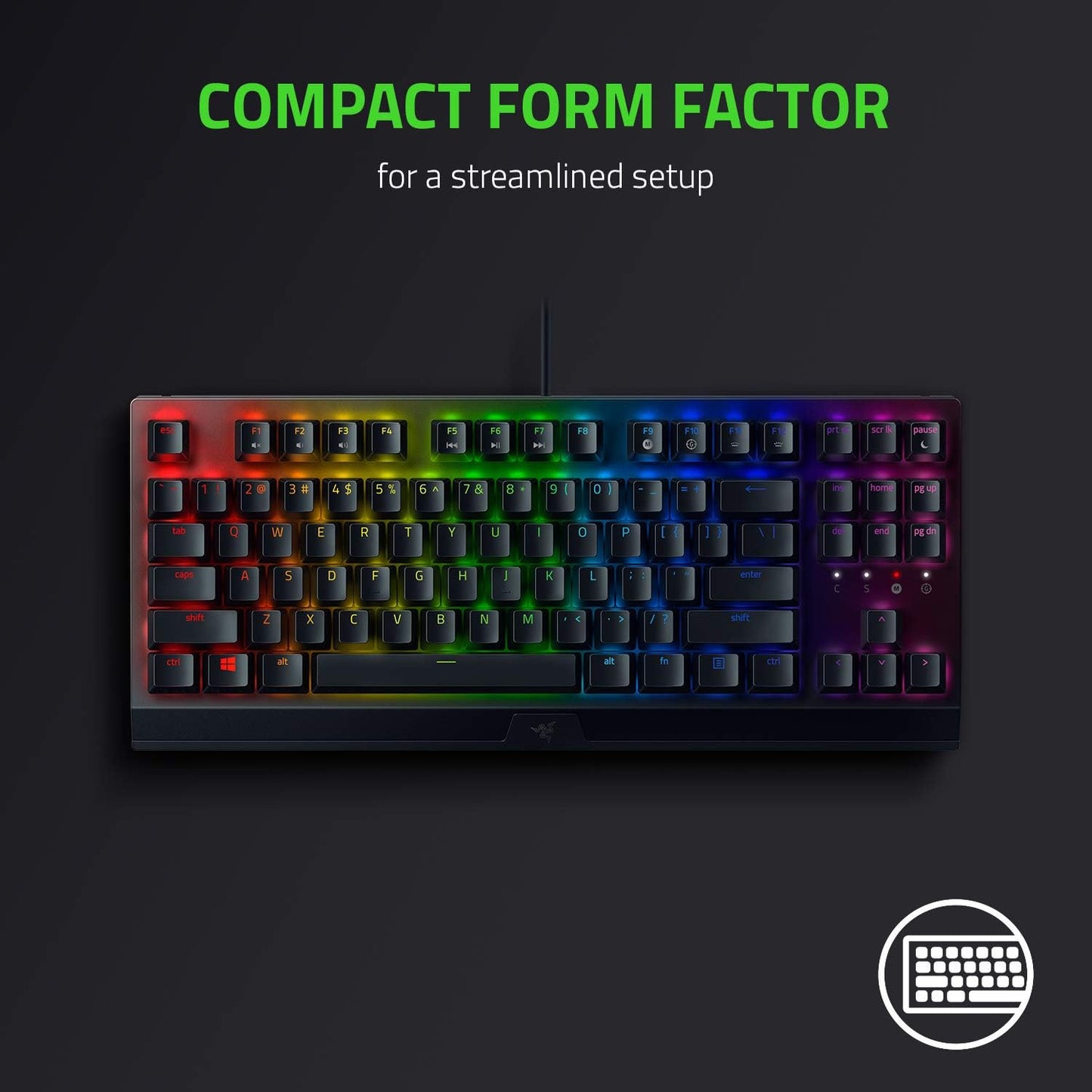 BlackWidow V3 TKL Mechanical Gaming Keyboard: Yellow Mechanical Switches Linear & Silent - Chroma RGB - Compact Form Factor - Programmable Macros Snap Tap