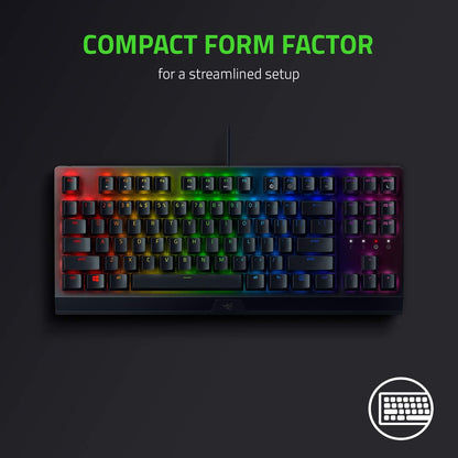 BlackWidow V3 TKL Mechanical Gaming Keyboard: Yellow Mechanical Switches Linear & Silent - Chroma RGB - Compact Form Factor - Programmable Macros Snap Tap