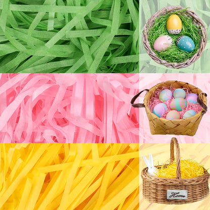 3 Colors Easter Grass Shredded Paper Filler Raffia Paper Grass for Easter Gift Wrapping Basket Filling Birthdays Weddings Party Supply(8.5oz)