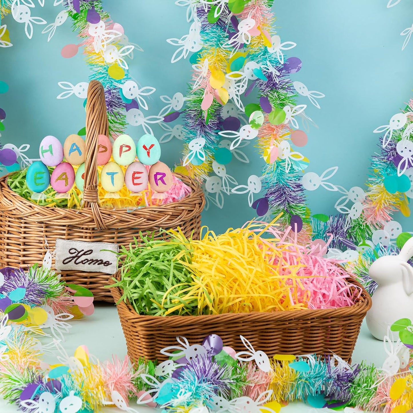 3 Colors Easter Grass Shredded Paper Filler Raffia Paper Grass for Easter Gift Wrapping Basket Filling Birthdays Weddings Party Supply(8.5oz)