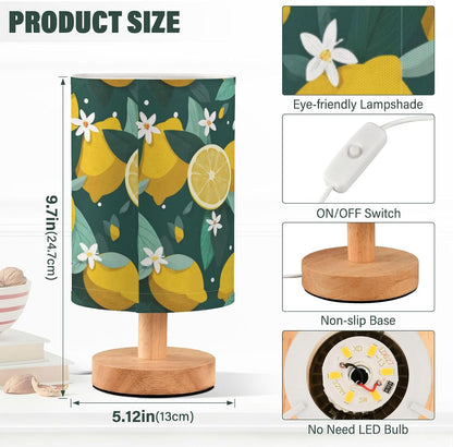 Bedside Table Lamp Lemon Yellow Citrus Fruits (87) Kids Nightstand Lamp Night Light Fabric Shade for Bedroom Living Room Home Office