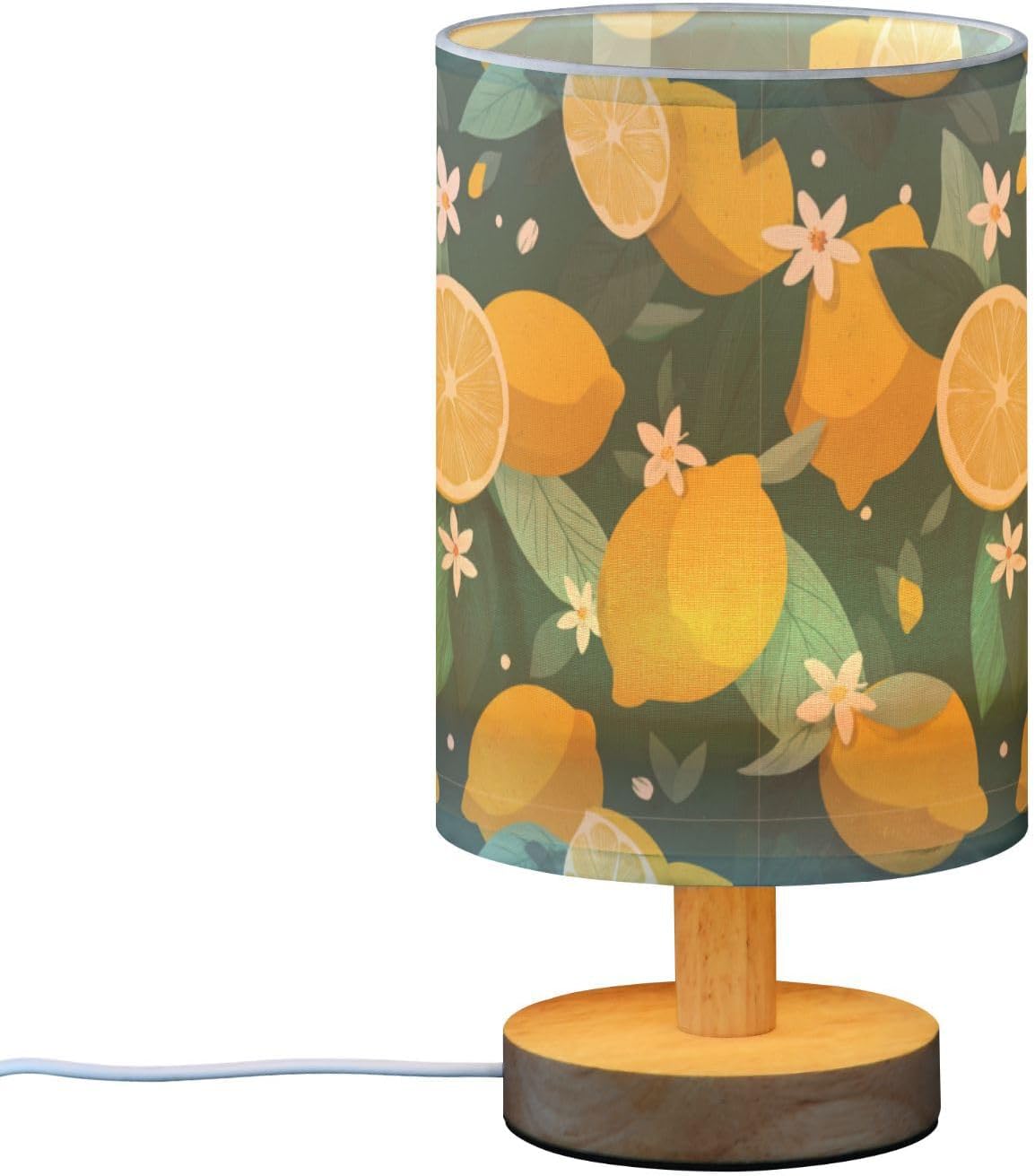 Bedside Table Lamp Lemon Yellow Citrus Fruits (87) Kids Nightstand Lamp Night Light Fabric Shade for Bedroom Living Room Home Office