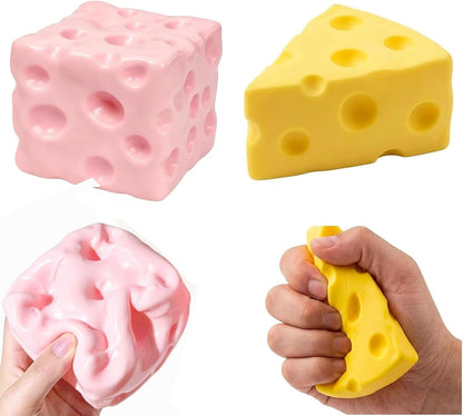 2PCS Cheese Squishy, Pink Square and Yellow Triangle Shapes, Handheld Items for Daily Use and Focus Assistance, Portable Design for Various Activities