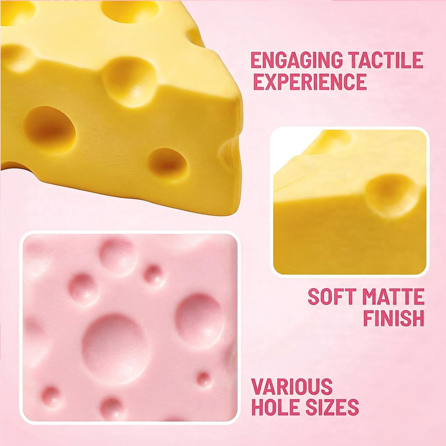 2PCS Cheese Squishy, Pink Square and Yellow Triangle Shapes, Handheld Items for Daily Use and Focus Assistance, Portable Design for Various Activities