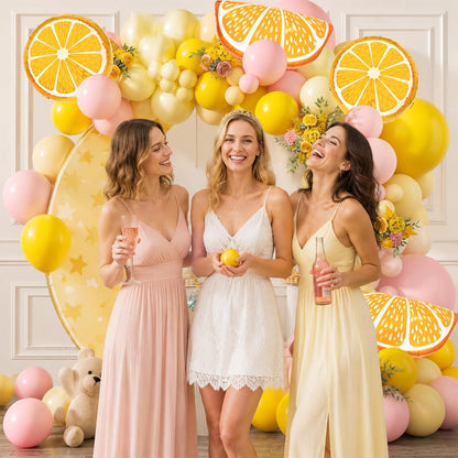 Lemon Balloons Arch Kit Yellow Pink Balloon Garland Kit Fruit Lemon Balloon | Pastel Yellow Light Pink Foil Balloons Lemonade Party Balloon for main squeeze Bridal Shower Summer Birthday Decorations