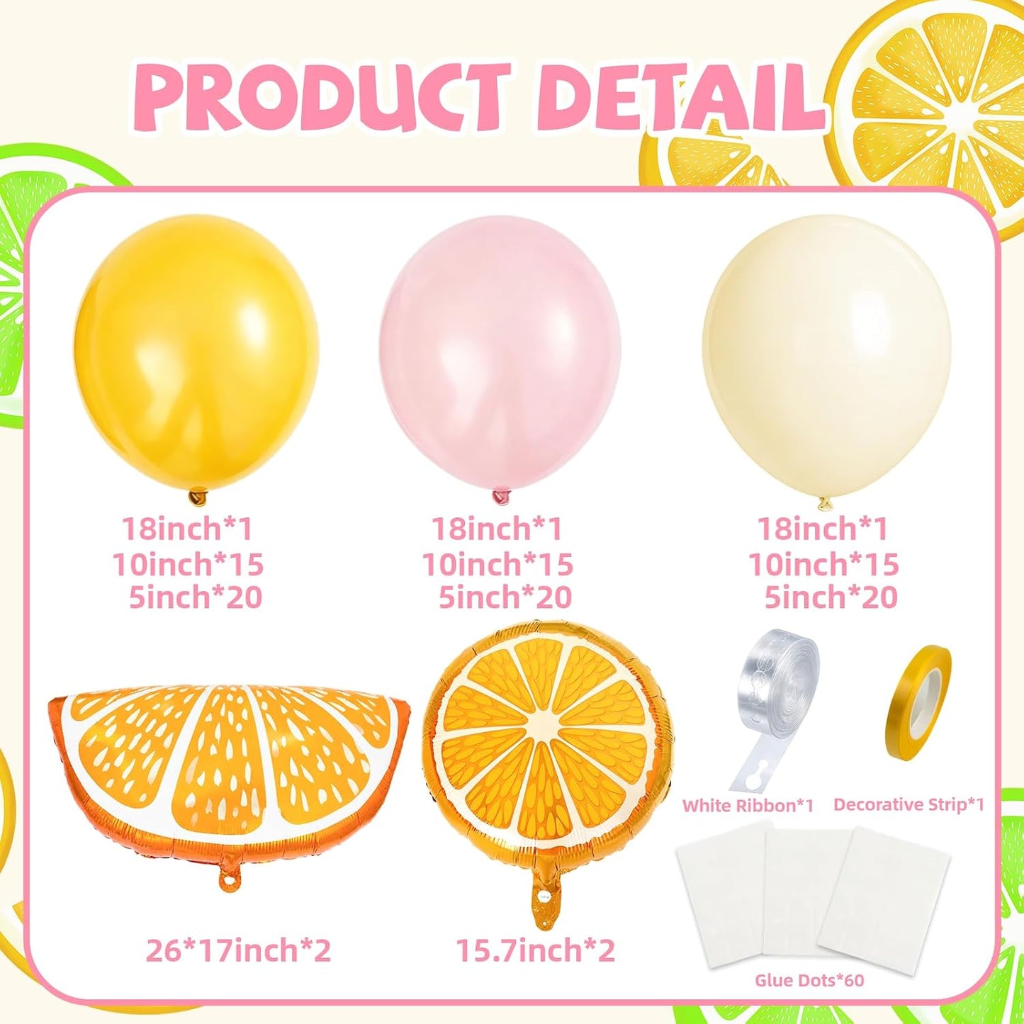 Lemon Balloons Arch Kit Yellow Pink Balloon Garland Kit Fruit Lemon Balloon | Pastel Yellow Light Pink Foil Balloons Lemonade Party Balloon for main squeeze Bridal Shower Summer Birthday Decorations