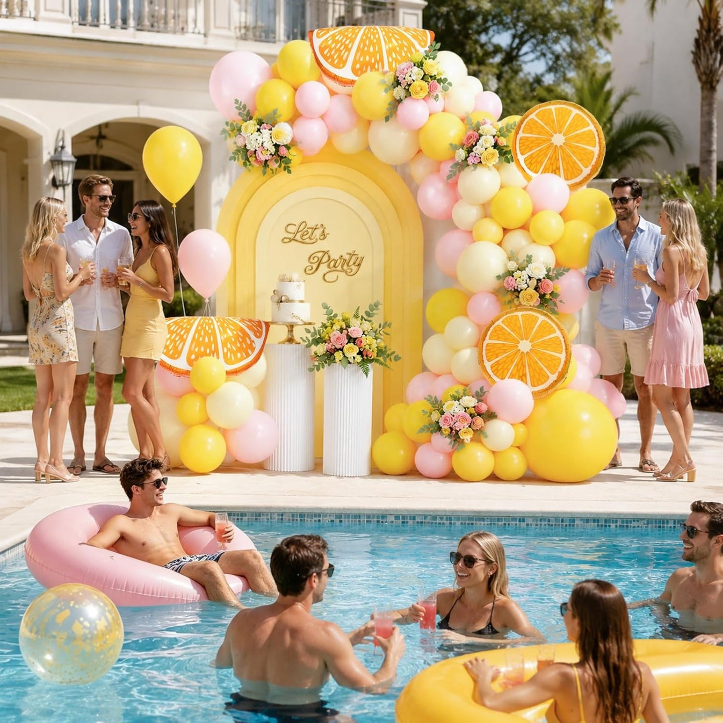 Lemon Balloons Arch Kit Yellow Pink Balloon Garland Kit Fruit Lemon Balloon | Pastel Yellow Light Pink Foil Balloons Lemonade Party Balloon for main squeeze Bridal Shower Summer Birthday Decorations