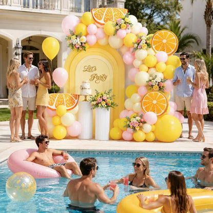 Lemon Balloons Arch Kit Yellow Pink Balloon Garland Kit Fruit Lemon Balloon | Pastel Yellow Light Pink Foil Balloons Lemonade Party Balloon for main squeeze Bridal Shower Summer Birthday Decorations