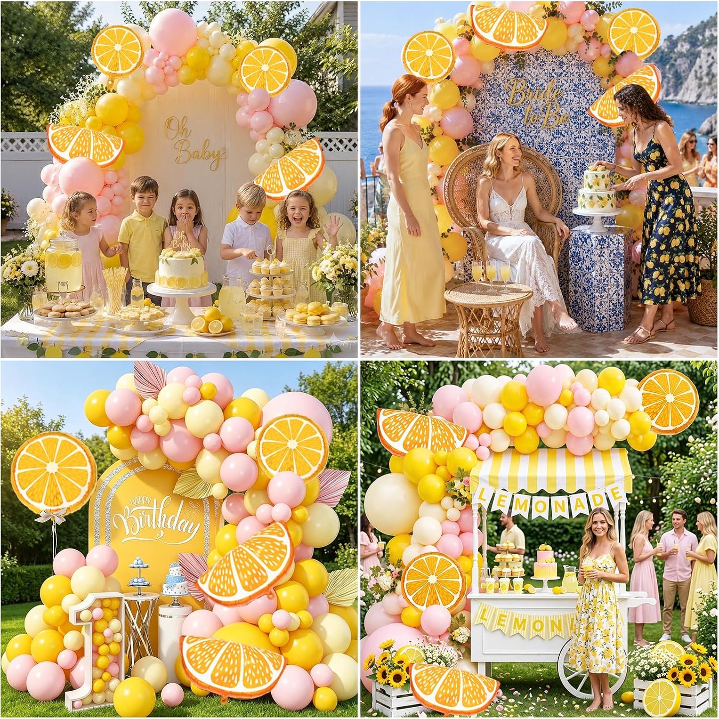 Lemon Balloons Arch Kit Yellow Pink Balloon Garland Kit Fruit Lemon Balloon | Pastel Yellow Light Pink Foil Balloons Lemonade Party Balloon for main squeeze Bridal Shower Summer Birthday Decorations