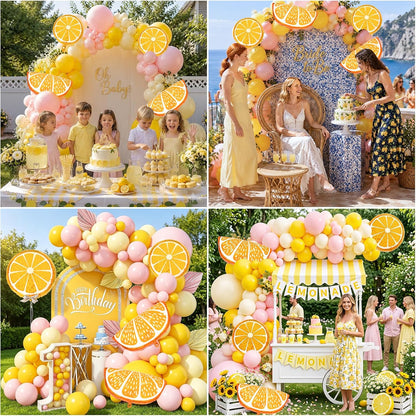 Lemon Balloons Arch Kit Yellow Pink Balloon Garland Kit Fruit Lemon Balloon | Pastel Yellow Light Pink Foil Balloons Lemonade Party Balloon for main squeeze Bridal Shower Summer Birthday Decorations