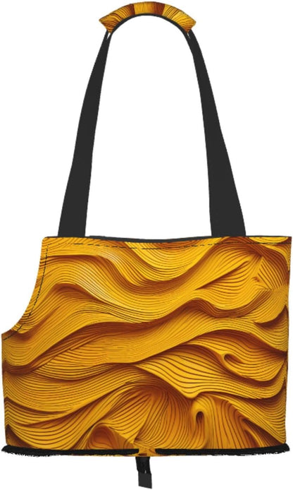 Yellow Stripe Pet Tote Bag - Small Dog Purse Cat Carrier Bag, Foldable Design, Traveling Pets Tote Picnic Outdoor