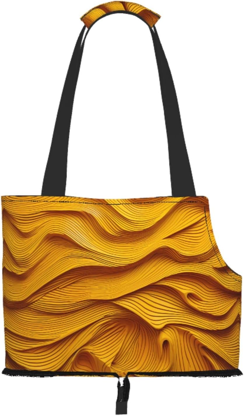 Yellow Stripe Pet Tote Bag - Small Dog Purse Cat Carrier Bag, Foldable Design, Traveling Pets Tote Picnic Outdoor