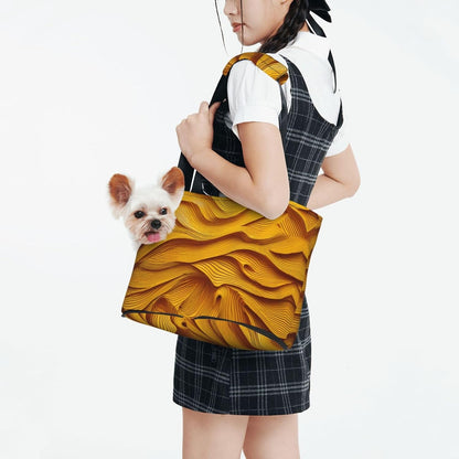 Yellow Stripe Pet Tote Bag - Small Dog Purse Cat Carrier Bag, Foldable Design, Traveling Pets Tote Picnic Outdoor