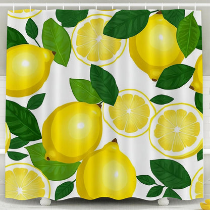 TOMWISH Bathroom Shower Curtain Set,White-Yellow Lemon PrintBathroom Rug Shower Curtain Toilet Lid Cover and Bath Mat Farmhouse Brown Animal Print Bath Accessories Decor with 12pcs Hooks