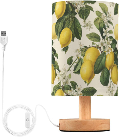 Bedside Table Lamp Lemon Yellow Citrus Fruits (112) Kids Nightstand Lamp Night Light Fabric Shade for Bedroom Living Room Home Office