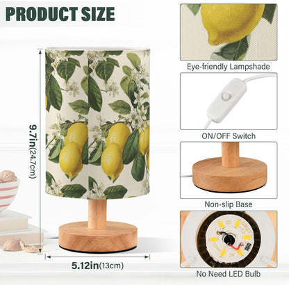 Bedside Table Lamp Lemon Yellow Citrus Fruits (112) Kids Nightstand Lamp Night Light Fabric Shade for Bedroom Living Room Home Office