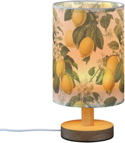 Bedside Table Lamp Lemon Yellow Citrus Fruits (112) Kids Nightstand Lamp Night Light Fabric Shade for Bedroom Living Room Home Office
