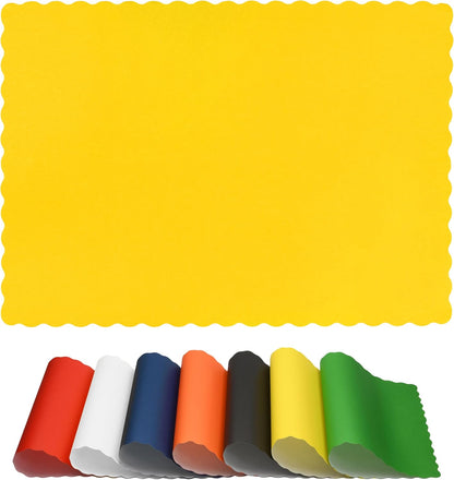 Disposable Paper Placemats – Premium, 100 Pack of Yellow Scalloped Edge Placemats, Perfect Size 10x 14
