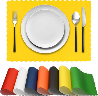 Disposable Paper Placemats – Premium, 100 Pack of Yellow Scalloped Edge Placemats, Perfect Size 10x 14