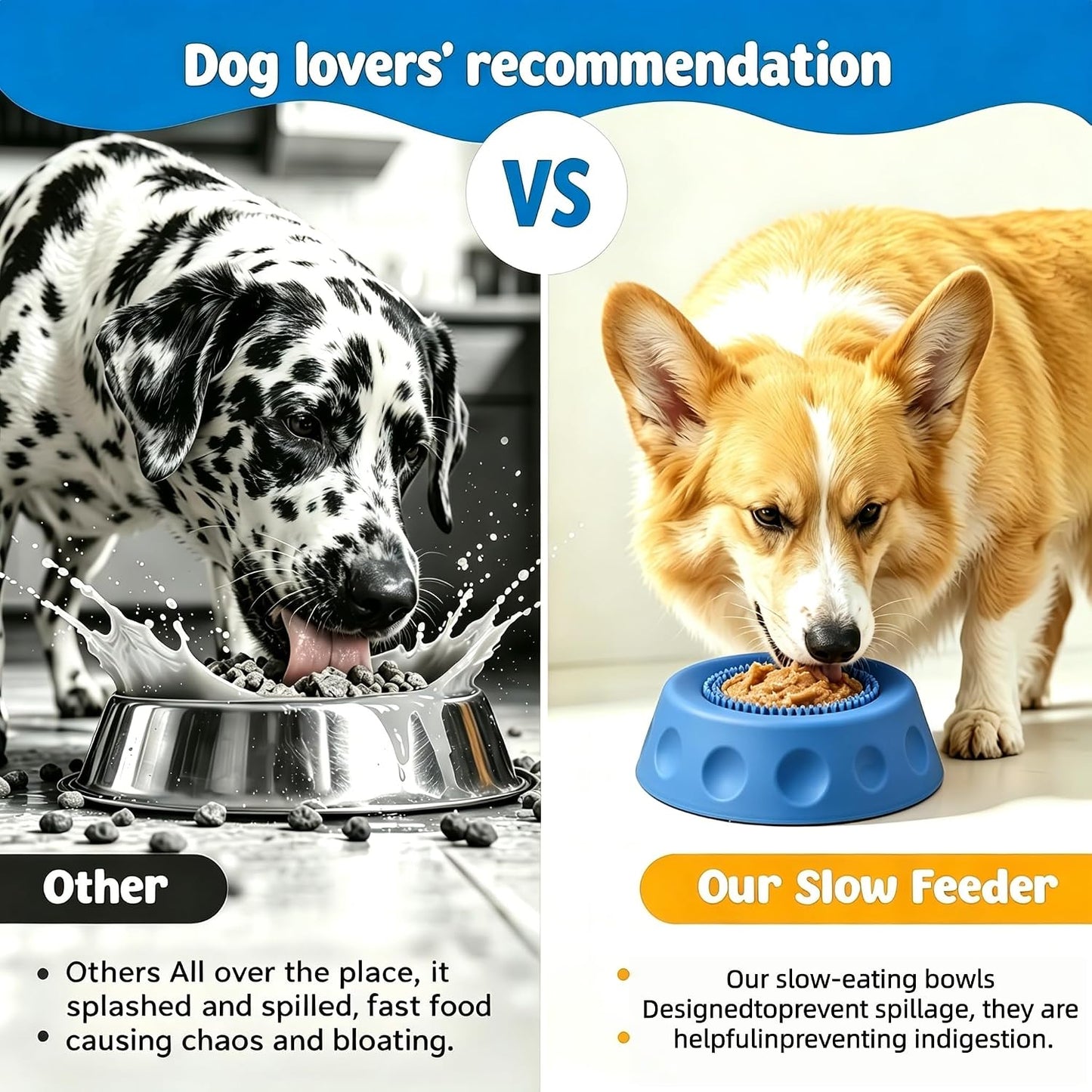 Dog Licking Bowl with Rolling Ball, Food Grade Silicone Slow Feeder, Anti-Slip Anxiety Relief Interactive Bowl for Dogs & Cats（Yellow）