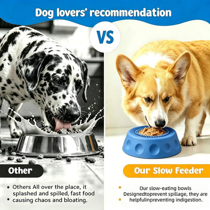 Dog Licking Bowl with Rolling Ball, Food Grade Silicone Slow Feeder, Anti-Slip Anxiety Relief Interactive Bowl for Dogs & Cats（Yellow）