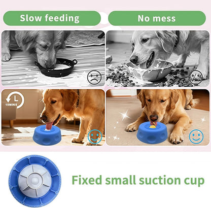 Dog Licking Bowl with Rolling Ball, Food Grade Silicone Slow Feeder, Anti-Slip Anxiety Relief Interactive Bowl for Dogs & Cats（Yellow）