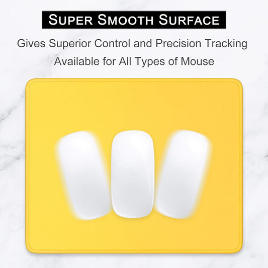 Mouse Pad, Premium-Textured Square Mousepad 10.2 x 8.3 Inch, Stitched Edge Anti-Slip Waterproof Rubber Pretty Cute Computer Mat for Office Gaming Laptop Women Kids Apricot Yellow
