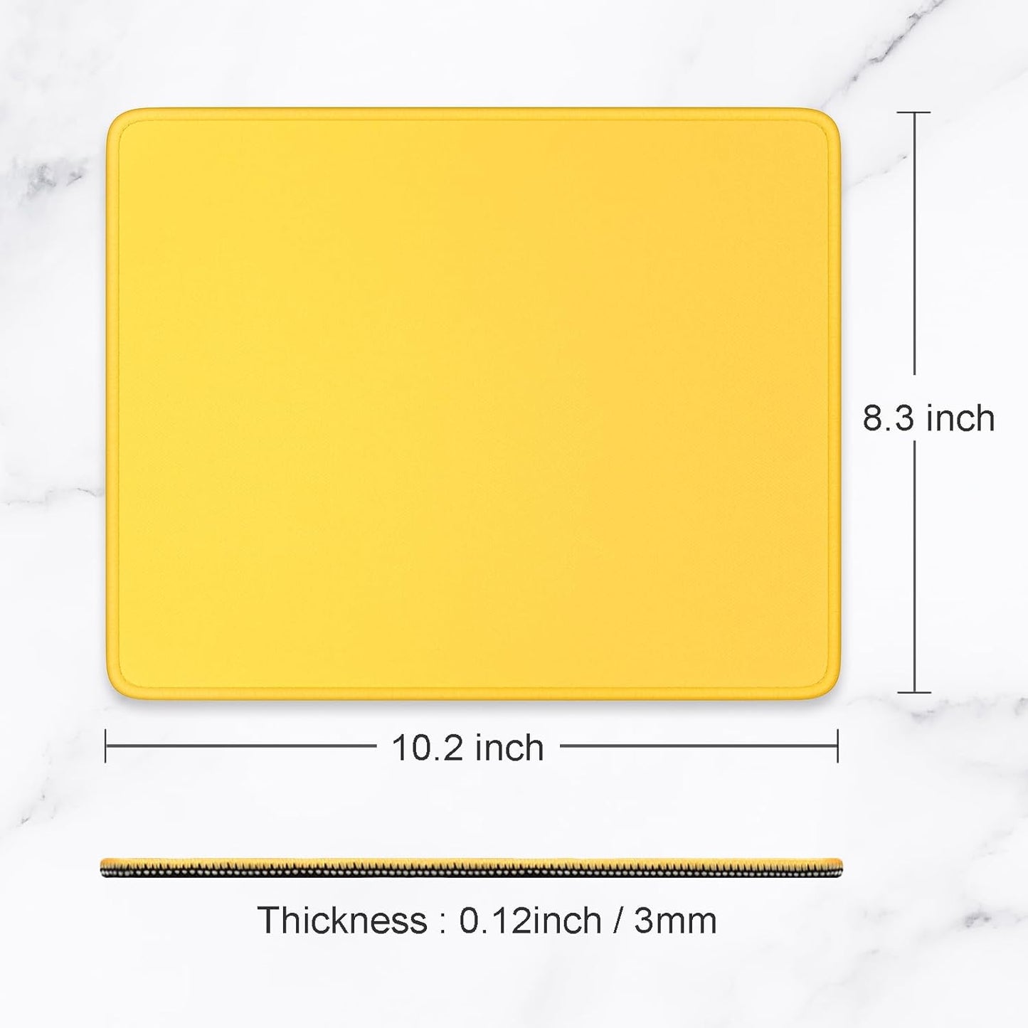 Mouse Pad, Premium-Textured Square Mousepad 10.2 x 8.3 Inch, Stitched Edge Anti-Slip Waterproof Rubber Pretty Cute Computer Mat for Office Gaming Laptop Women Kids Apricot Yellow