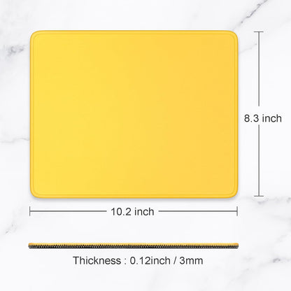 Mouse Pad, Premium-Textured Square Mousepad 10.2 x 8.3 Inch, Stitched Edge Anti-Slip Waterproof Rubber Pretty Cute Computer Mat for Office Gaming Laptop Women Kids Apricot Yellow
