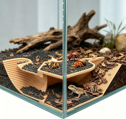 Hermit Crab Accessories Set – 3-in-1 Hideout with Climbing Tunnel & Burrow Cave, Reptile Hide for Leopard Gecko, Also Suits Small Snakes, Frogs, and Amphibians (Yellow)