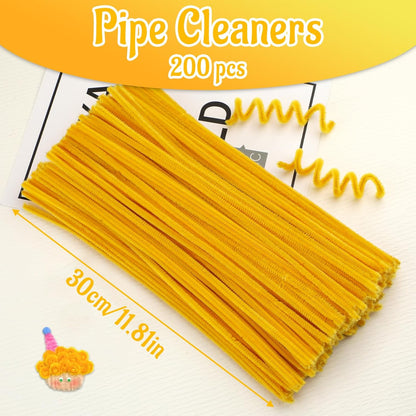 200Pcs Pipe Cleaners, Chenille Stems Pipe Cleaner Craft Supplies | Pipe Cleaners Craft, Fuzzy Sticks Christmas Craft Supplies for DIY Art & Creative Crafts Decorations, Golden
