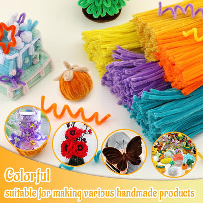 200Pcs Pipe Cleaners, Chenille Stems Pipe Cleaner Craft Supplies | Pipe Cleaners Craft, Fuzzy Sticks Christmas Craft Supplies for DIY Art & Creative Crafts Decorations, Golden