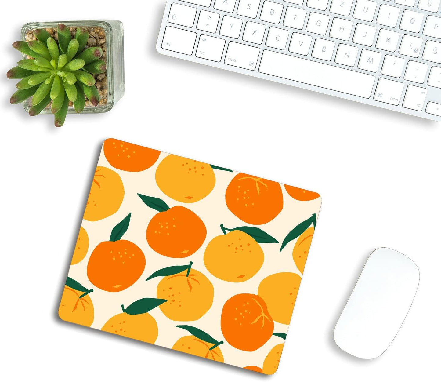 Mouse Pad Oranges Mousepad Pink Office Decor for Women Desk Accessories Lemons Summer Fruits Mousepad Gift for Coworker Boss 9.5"x7.9"x0.12" Inch