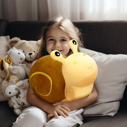 Snail Plush Pillow, Yellow 11.8 Inch, Cute Stuffed Animal Plushies | 4 Sizes Soft Snail Toy Plush, Hidden Zipper, Kawaii Home Decor Gifts for Adults and Kids