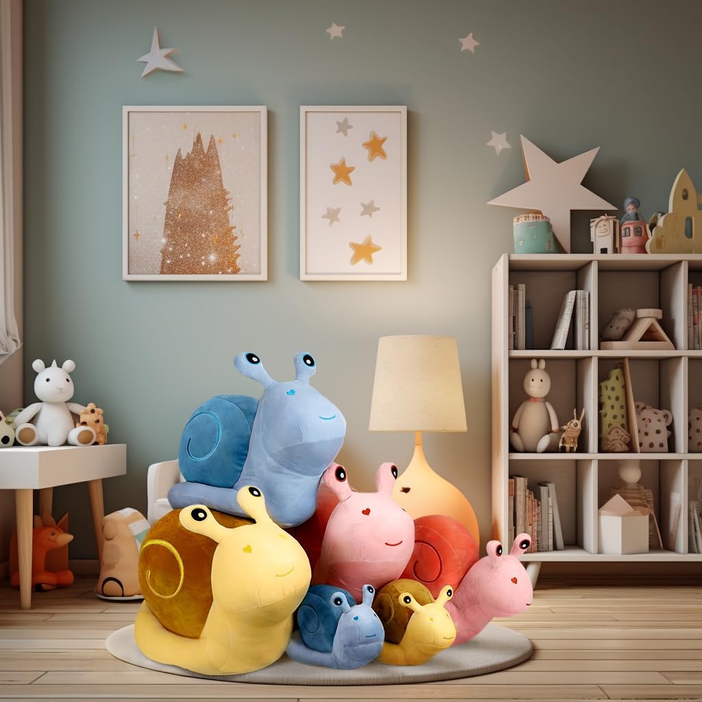 Snail Plush Pillow, Yellow 11.8 Inch, Cute Stuffed Animal Plushies | 4 Sizes Soft Snail Toy Plush, Hidden Zipper, Kawaii Home Decor Gifts for Adults and Kids