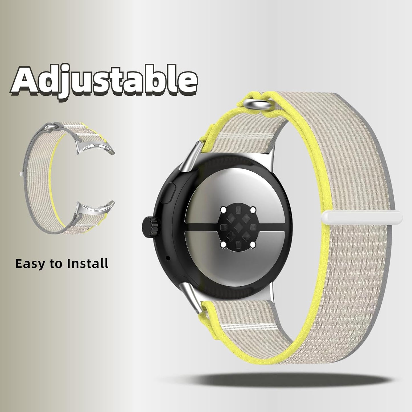 2 Pcs Compatible with Google Pixel Watch 3 41mm 45mm Nylon Watch Band, Breathable Sport Strap for Google Pixel 3/2/1 Adjustable Smartwatch Bands Men Women