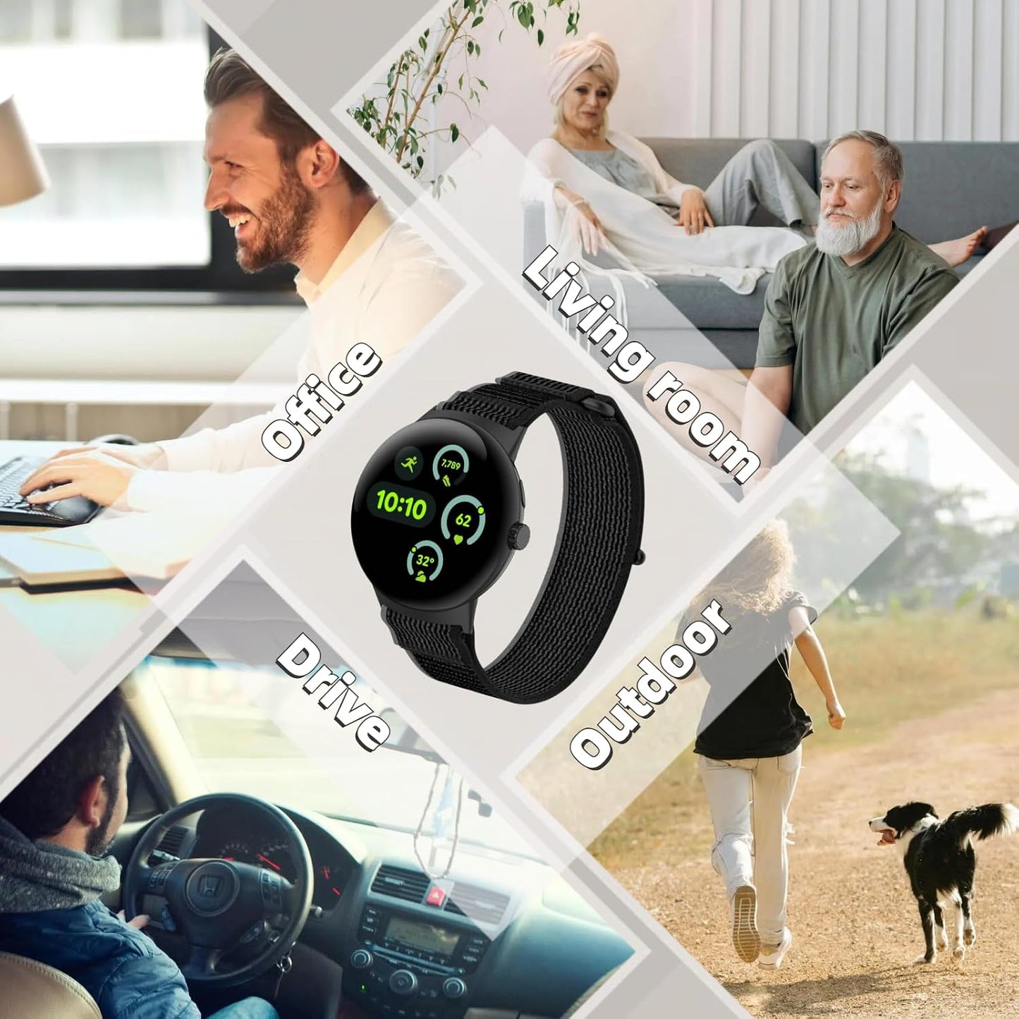 2 Pcs Compatible with Google Pixel Watch 3 41mm 45mm Nylon Watch Band, Breathable Sport Strap for Google Pixel 3/2/1 Adjustable Smartwatch Bands Men Women