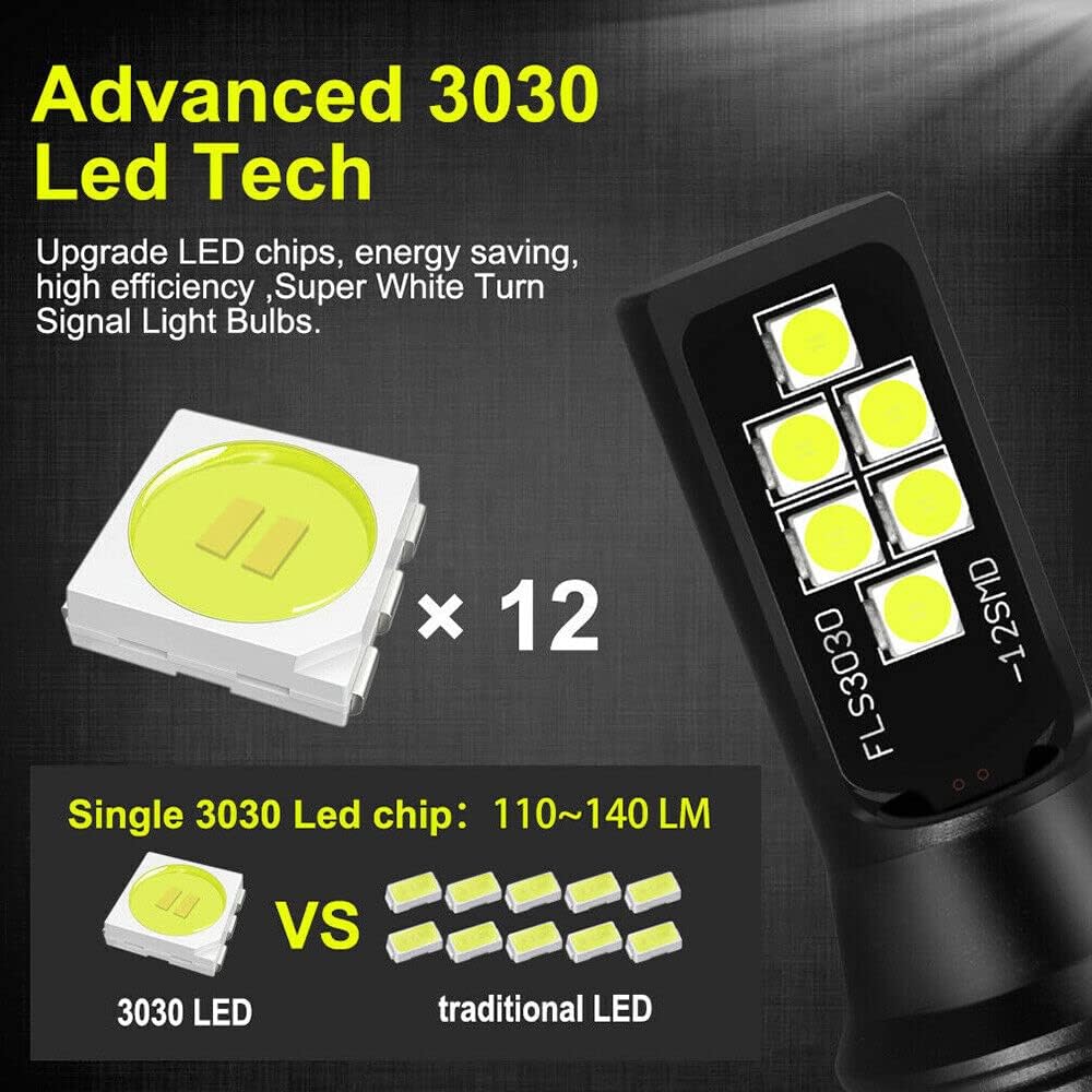 2x H1 LED Fog Light Bulb for Powersports Advanced 3030 SMD Bright Colorful Daytime Running DRL Lamp, Amber Yellow
