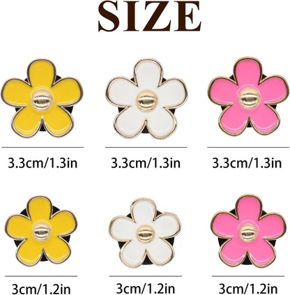 ORIESSE 6pcs Daisy Car Air Freshener Vent Clips,Flower Car Accessories | 2 Pink 2 Yellow 2 White Flowers Air Vent Clips,Car Decor for Women,3.3cm/3cm Flower Girly Refillable Diffuser,With Felt Pads