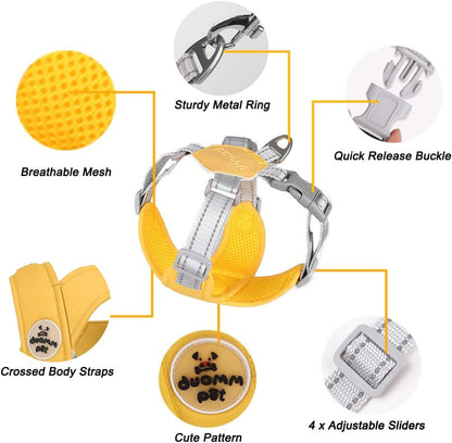Dog Harness Pet X Frame No Pull Step-in Harnesses with Leash Set, Adjustable Reflective Choke Free Puppy with Padded Vest for Small, Medium Dogs and Cats Walking Training