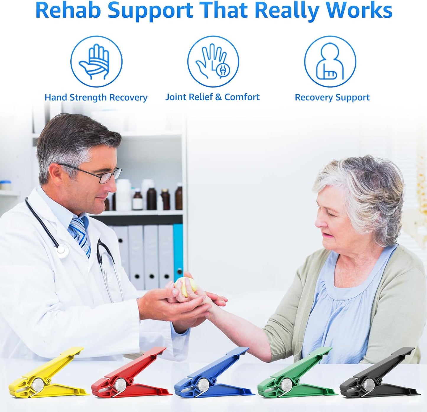 Finger Exerciser Set – 5 Resistance Clips for Hand Therapy, Grip Strength & Dexterity – Ideal Finger Strengthener for Rehab, Stroke Recovery, Arthritis, Seniors & Athletes