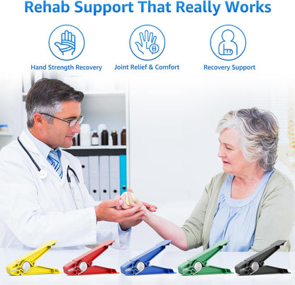 Finger Exerciser Set – 5 Resistance Clips for Hand Therapy, Grip Strength & Dexterity – Ideal Finger Strengthener for Rehab, Stroke Recovery, Arthritis, Seniors & Athletes