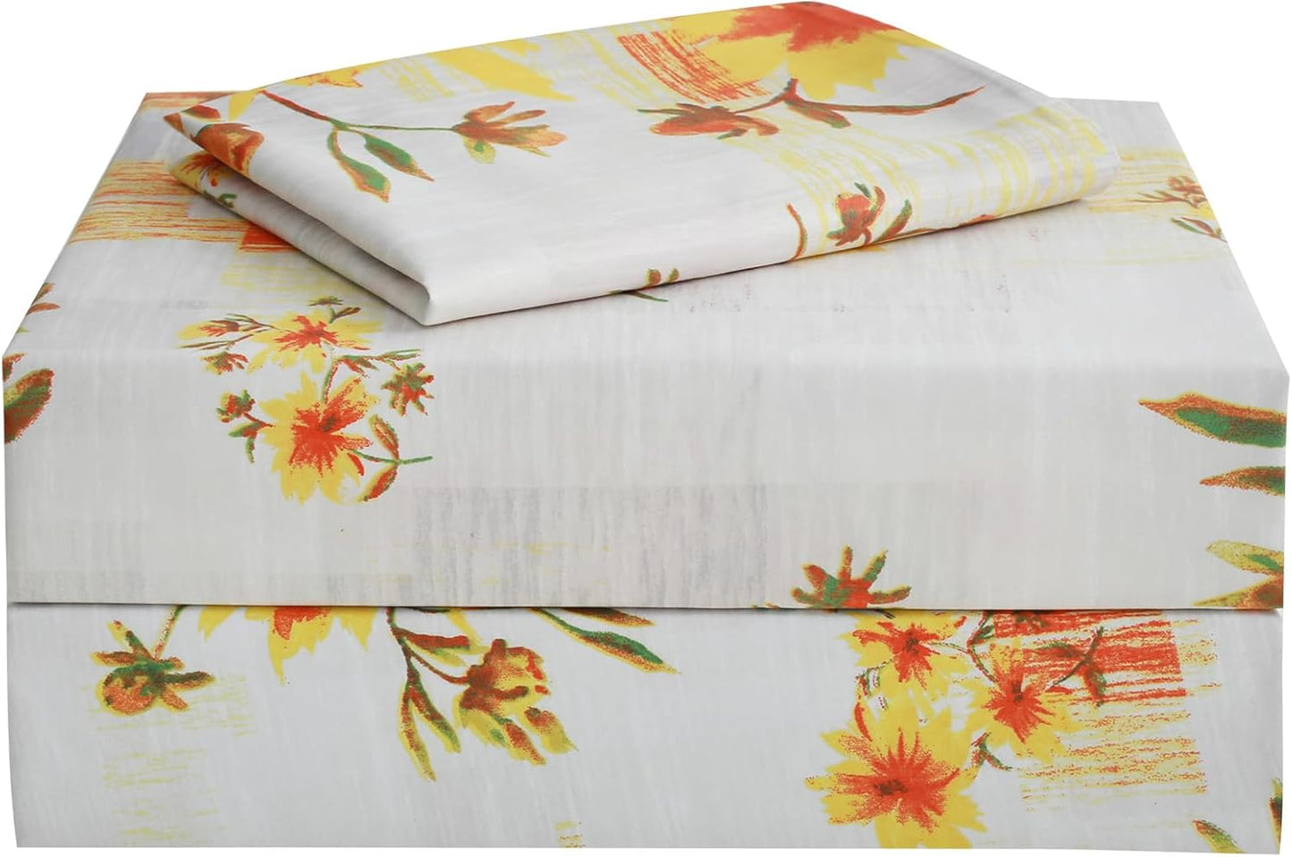 Rustic Yellow Floral Printed Twin Sheet Set Extra Deep Pocket | 3 Piece Soft Botanical Microfiber Sheets, OEKO-TEX Certified, Easy Care
