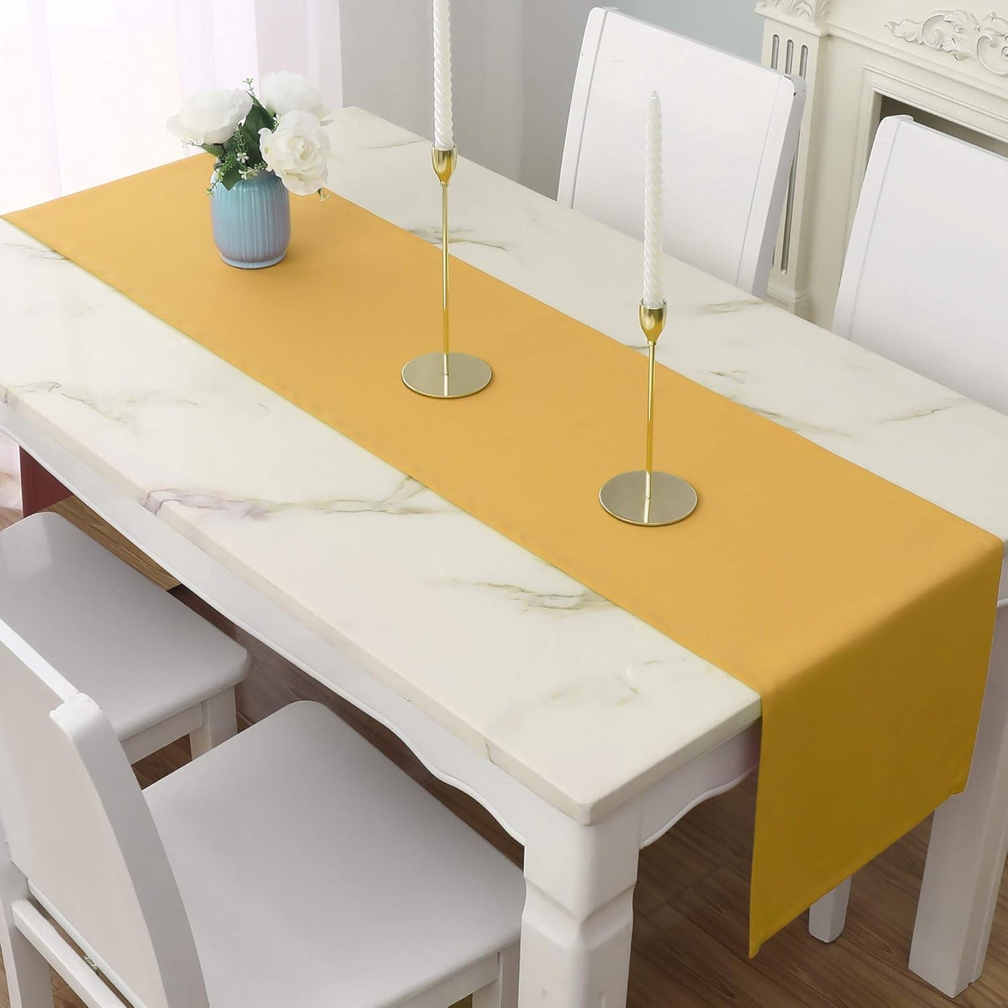 Table Runner Yellow 12 x 72 Inches Long Vivid Fall Yellow Table Runner for Wedding Family Dinner Indoor/Outdoor Picnics Table Handmade Table Runners 12" x 72" 1 Piece