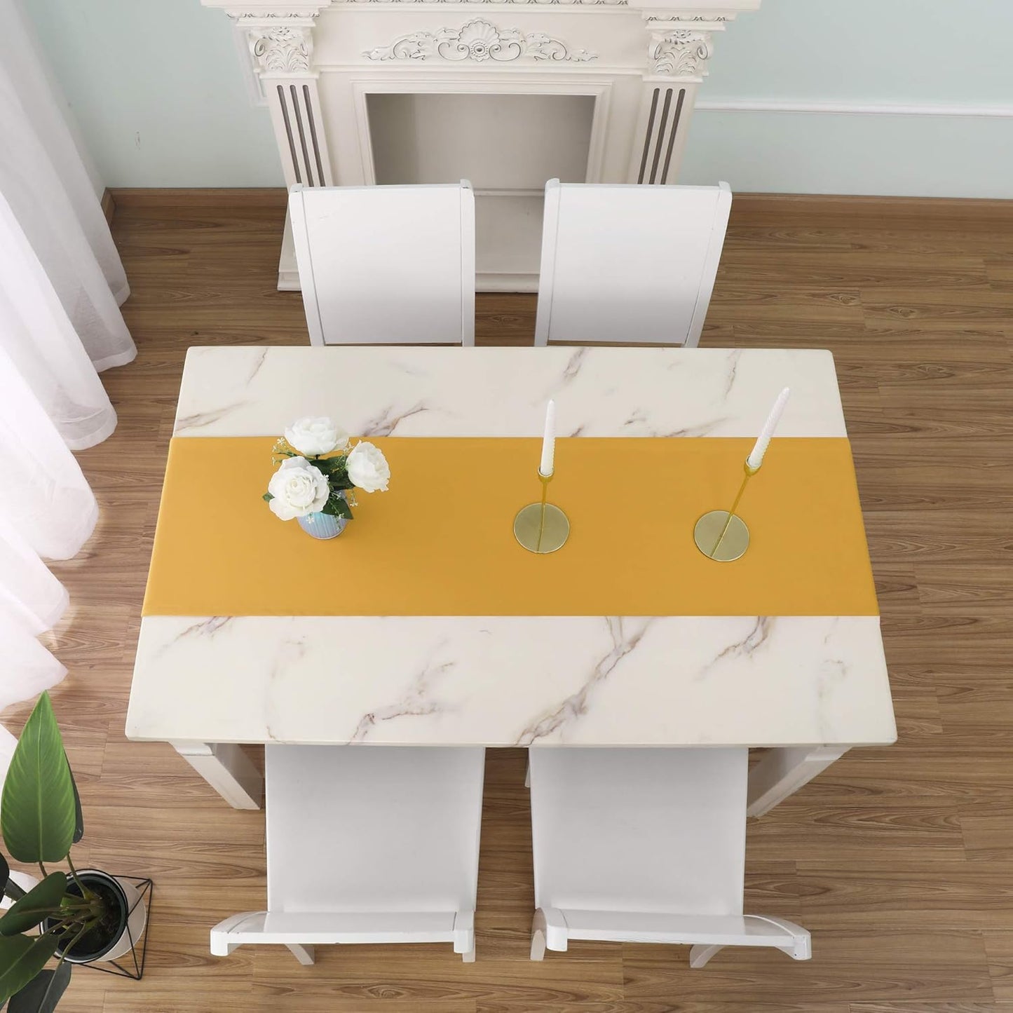 Table Runner Yellow 12 x 72 Inches Long Vivid Fall Yellow Table Runner for Wedding Family Dinner Indoor/Outdoor Picnics Table Handmade Table Runners 12" x 72" 1 Piece