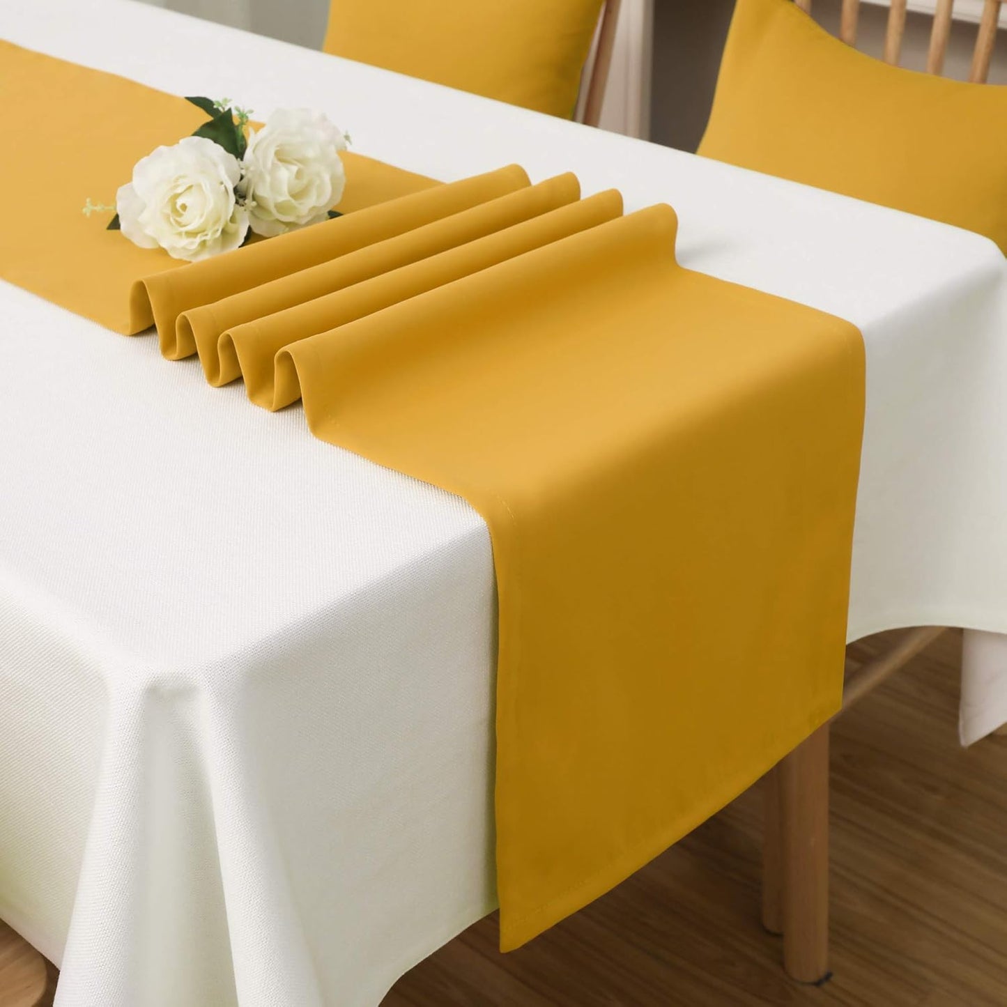 Table Runner Yellow 12 x 72 Inches Long Vivid Fall Yellow Table Runner for Wedding Family Dinner Indoor/Outdoor Picnics Table Handmade Table Runners 12" x 72" 1 Piece