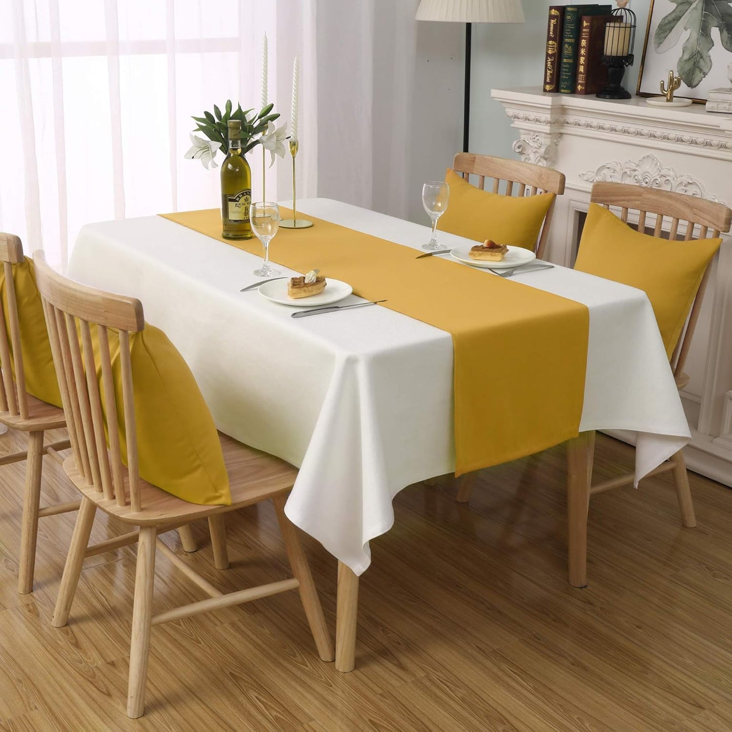 Table Runner Yellow 12 x 72 Inches Long Vivid Fall Yellow Table Runner for Wedding Family Dinner Indoor/Outdoor Picnics Table Handmade Table Runners 12" x 72" 1 Piece
