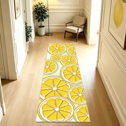 Washable Lemon Runner Rug 2x6 Yellow Lemons Rug with Non-Slip Backing Low Pile Runner Rugs for Kitchen Hallway Laundry Entryway Indoor 6ft