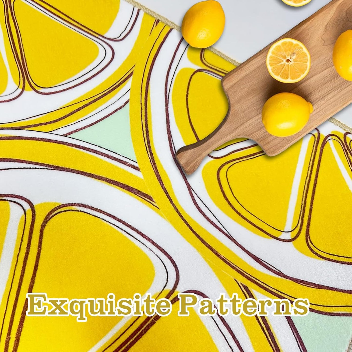 Washable Lemon Runner Rug 2x6 Yellow Lemons Rug with Non-Slip Backing Low Pile Runner Rugs for Kitchen Hallway Laundry Entryway Indoor 6ft
